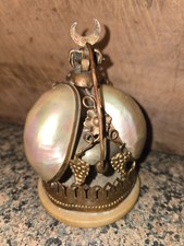 ANTIQUE 19th CENTURY FRENCH RARE BRONZE & MOTHER OF PEARL SERVANT MAID CALL BELL picture