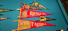 Vintage Felt Souvenir Travel Pennants Lot Buffalo Bill Cody Wyoming Tacoma Wash. picture