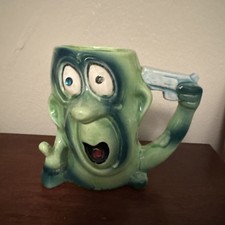 Vintage 1960's Kreiss Psycho Ceramic Suicide Guy Mug Green picture