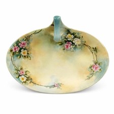 Antique Limoges Hand-Painted Rose Plate Signed B.R. Howe, Edwardian Serving Tray picture