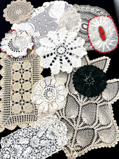 VTG LOT of 11 Doilies Hand Crochet Lacey Antique Placemats Doily Crafts Sewing picture