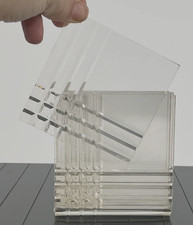 VTG MCM Lucite Acrylic Coasters Set of 6 Clear Silver Rim Retro Cocktail Barware picture