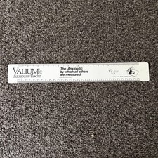 Vintage Valium Roche Pharmaceutical Rep Advertisement Laminated Ruler Pharma picture