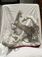 Porcelain Lladró Stallions Vintage Figurine Made In Spain 17.5 Inch Tall W/Stand picture