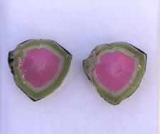 17 ct Dim12*12*2mm top quality natural watermelon tourmaline slice pair picture