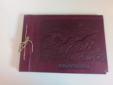 Vintage Harlich Photo Album Embossed Western Coverd Wagon Horses picture