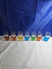 Lot of 7 Carnival Cruise Line Souvenir Shot Glasses Multi Color Rainbow Set 2oz picture