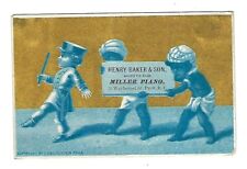 c1890 Victorian Trade Card Henry Baker & Son, Miller Piano picture