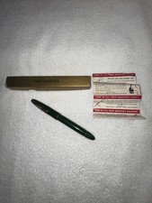 Vintage Sheaffer Plunger Fill Fountain Pen Emerald Green 14k Gold w Box TM Thin picture