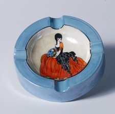 Noritake Deco - Vintage Lady Ashtray - Blue Luster - MINT  picture