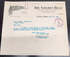 VTG 1916 Billhead of The Golden Rule Dept. Store of St Paul Minnesota picture