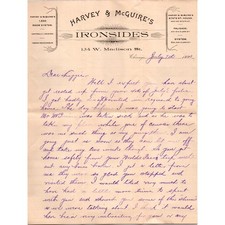 1893 Harvey & McGuire's Ironsides Madison St. Chicago Billhead J16 picture