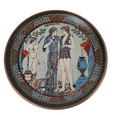 Vtg RARE Greek Pottery Wall Decorative Plates Greek Goddess Aphrodite Mythology picture