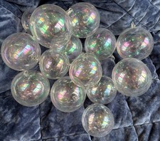 Stunning lot of 15 Jim Marvin Vintage Ornaments Iridescent Glass Clear Ball picture