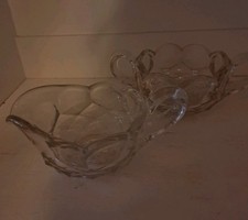 Gorgeous VTG Fosteria  Cubist W/ Star Crystal Glass Sugar and Creamer Set picture