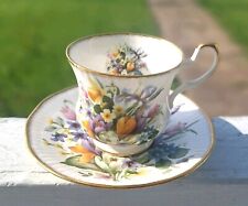 VTG Tea Cup & Saucer Queen's China Staffordshire English Fine Mid-Century  picture