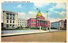 Boston, MA, State House, Beacon Hill, Linen Vintage Postcard a8920 picture