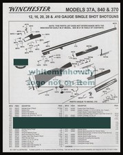 1999 WINCHESTER Model 37A , 849k 370 Shotgun  Schematic Parts List ad picture