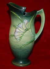 VINTAGE Roseville Pottery Freesia Green PITCHER Made in USA 1940's picture
