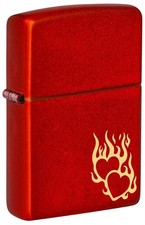 Zippo Lighter: Engraved Flaming Hearts - Metallic Red 46102 picture