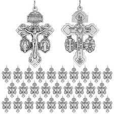 30 Pcs Catholic Crucifix for Rosary Making Bulk 2.2 Inch Cross Charms Pendant... picture