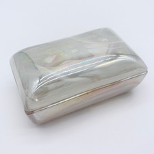 Vintage Crowning Touch Iridescent Carnival Glass Trinket Box White Opalescent picture