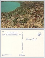 1959 Downtown Madison Wisconsin Capitol Square Lake Mendota Aerial Postcard picture