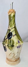 OLIVES BY TABLETOPS UNLIMITED HAND PAINTED OIL OR VINEGAR CRUET 11 1/4