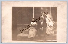 K61/ Interesting RPPC Postcard c1910 Weird Ghost Image People Sitting 27 picture