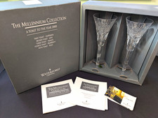 Waterford Crystal Millennium Collection Happiness Champagne Flutes Set of 2 picture