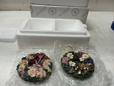 2 Lena Liu Floral Greeting Wreath Ornaments Circle Of EleganceCharm Original Box picture