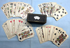 19th Antique Two Sets x 54 Austrian Tarock Tarok Playing Cards with Original Box picture