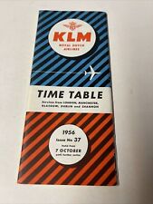 KLM Royal Dutch October 1956 AIRLINE TIMETABLE SCHEDULE Brochure flight cover picture