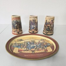 Vintage Miller Draft-Birth of a Nation Beer Steins, Set of 3 (91-93) With Tray picture