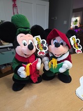 Mouseketoys Mickey & Minnie Plush Carolers Walt Disney 12” 14” Vintage Christmas picture
