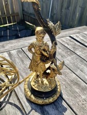 Antique Gilt Table Lamp Figurine Base - Art Metal Works Figural – Fully Rewired picture