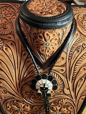 Zuni Sunface Inlay Vintage Bolo Sterling 925 MOP Jet Turquoise Coral 1960-1970s picture