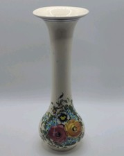 Vintage Ceramic Art Pottery Hand Painted Floral Vase Signed picture
