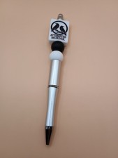 Attempted Murder Crow Beaded Pen – Silver Handmade 1.0 Ink Pen with Black & Whit picture