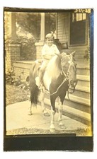 Vintage RPPC Real Photo Postcard Child on Horse Divided Back Unposted 5.5x3.5 picture