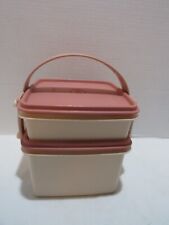 VTG TUPPERWARE LUNCH CONTAINER SET W/HANDLE & 2 CONTAINERS W/LIDS/ROSE picture