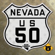 Nevada US Route 50 road sign Lincoln Highway Loneliest Road Carson City 12x11 picture