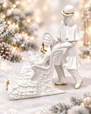 Lenox Winter’s Romance Sleigh Ride Music Box 1993 24K Gold Porcelain 8.5” picture