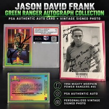Jason David Frank Signed Vintage Green Ranger Photo + PSA Auto Card JDF picture