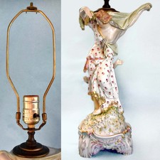 c. 1840 German Porcelain Rococo Figurine - KPM - Allegory of Spring - Tall Lamp picture