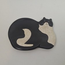 2001 Warren Kimble Cat Spoon Rest Tuxedo Black White picture
