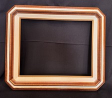 VTG Solid Wood & Cloth 16x19 Portrait Art Frame Gold White Hand Painted NO GLASS picture