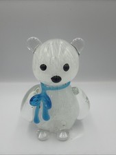 solid vintage handcrafted art glass polar bear  spaccato or confetti glass picture