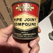 Vintage TRIPLE-X Chemical laboratories xxx tin can Pipe Joint Compound 1/2 pint picture