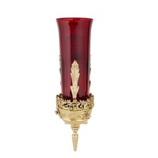 Sanctuary Lamp, Ornate Wall Mount Sanctuary Lamp with Ruby Glass Globe 12'' High picture